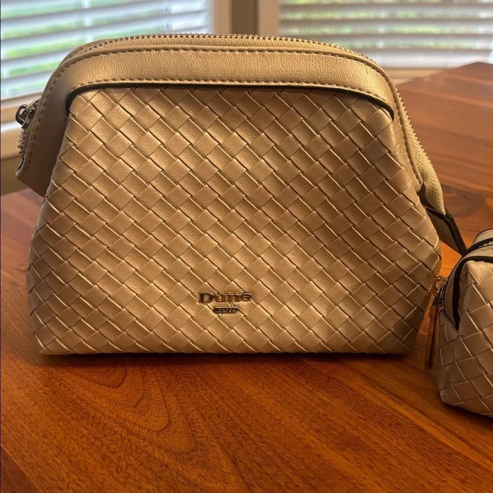 Dune London Silver Woven Cosmetics Makeup Cases Set of Two